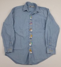 Vintage 90s Disney Snow White Seven Dwarfs Denim Jean Shirt Rare Cartoons USA