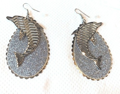 Boucles D'oreilles Pailletées Avec éventails - Métal Argenté Sans Nickel, Neuf Avec étiquettes