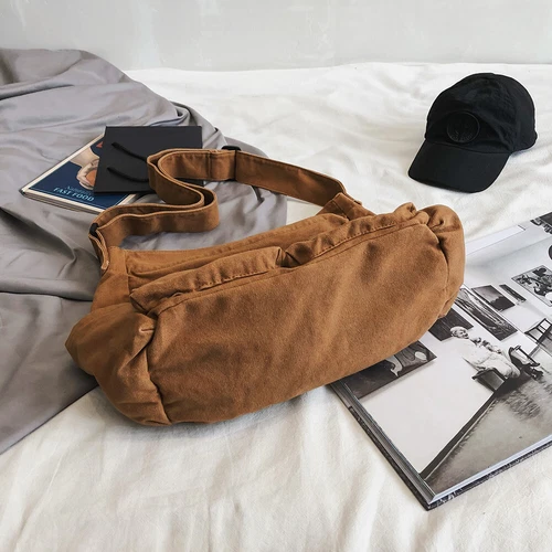 Damen Canvas solide Teenager Kuriertasche Damen große Kapazität Umhängetasche - Bild 16 von 37