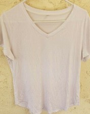Women's Short Sleeve V-Neck Shirt, White, Large