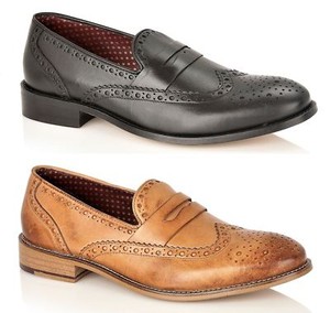 mens black slip on brogues