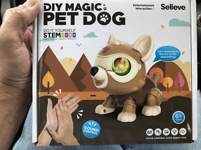  Stem DIY Magic Pet Dog Toy Robot Voice Controlled (Brown)