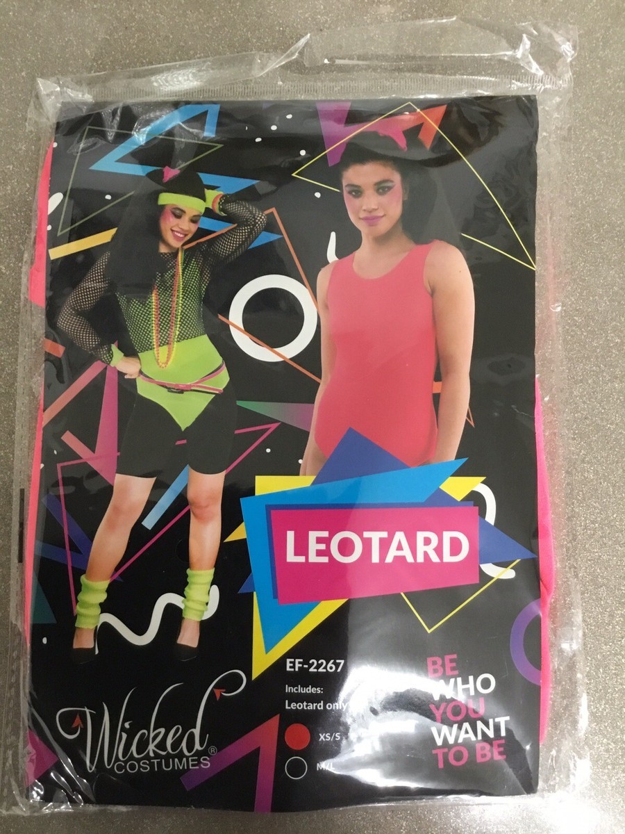 Wicked Costumes 80s Neon Pink Leotard Womens Ladies Fancy Dress New XS/S |  eBay UK