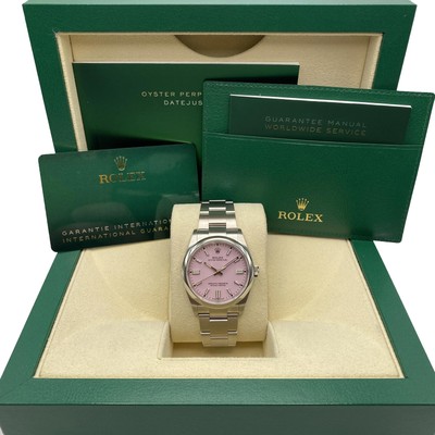 Rolex Oyster Perpetual 126000 Stahl Candy Pink Zifferblatt Automatische Uhr B&p