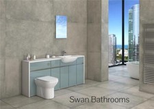WHITE / METALLIC BLUE GLOSS BATHROOM FITTED FURNITURE 1850MM