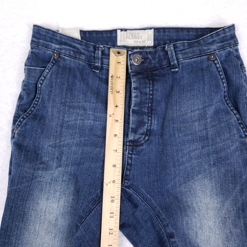 Free Planet Jogger Jeans Button Fly Slim Fit 30x30 Blue Streetwear Normcore - Picture 6 of 13