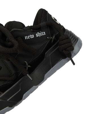 Chunky Rope Skate Shoes Black Sneaker Streetwear Hip Hop Goth | eBay