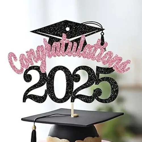 5pcs Glitter 2025 Graduation Cake Topper Set Party Cake Decorations - Picture 11 of 12