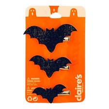 Sparkling Halloween Bat Hair Clips Set of 3