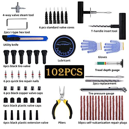 Roadside Emergency Car Kit Tire Repair Kit, Tire Plug Kit Heavy