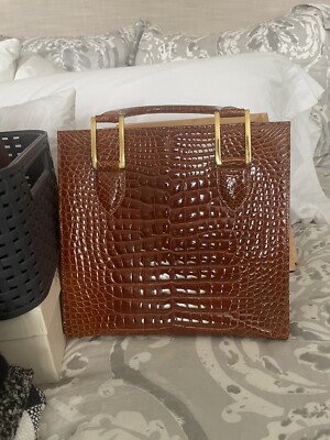 Hélène Stunning Cognac Alligator Handbag