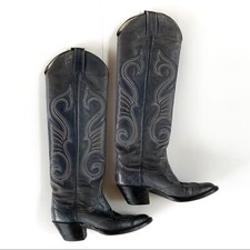 Larry Mahan Western Cowgirl Boots Grey Size 245 B 4.5