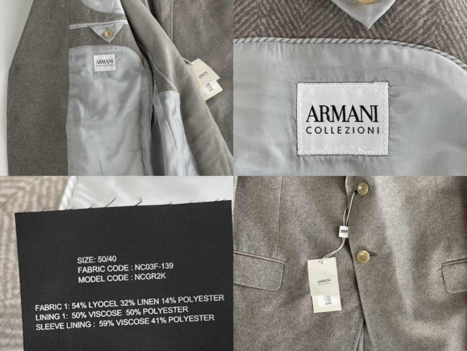 Armani Collezioni M LINE Lyocel Lino Suit Jacket Regular Blazer Jacket New 50 image 2