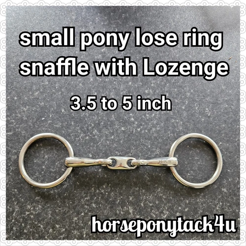 SHETLAND OR SMALL PONY LOOSE RING LOZENGE SNAFFLE BIT 3.5 TO 5.5 INCH