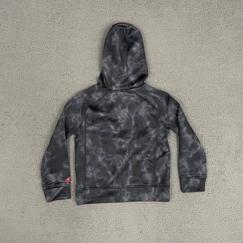 Adidas Hoodie Boys Small 8 Black Gray Abstract Logo Sweatshirt Outdoor - Picture 9 of 9