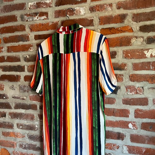 Vestido Camisa Olivaceous Mujer Grande Verde Rojo Rayas Bolsillos Boho Verano Otoño - Imagen 7 de 14