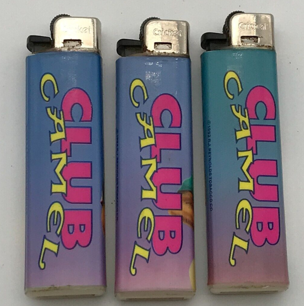 Set of 3 Vintage Cigarettes Joe Camel Lighters HAS WEAR