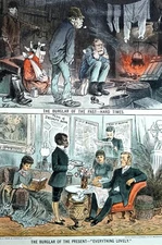 Burglars Past v Present 1883 POOR on HARD TIMES v RICH LAND BARONS Puck Print