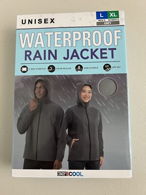 32 Degrees Cool Unisex UPF 50+ Waterproof Rain Jacket, Grey, Men's
