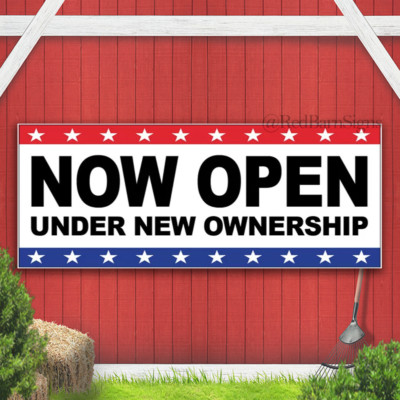 NOW OPEN UNDER NEW OWNERSHIP Vinyl Banner Sign Stars | eBay