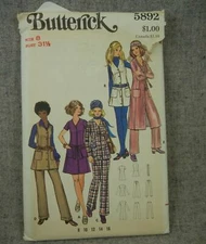 Butterick 5892 Misses Jacket Dress Jumper Pants A-line button front size 8 Uncut