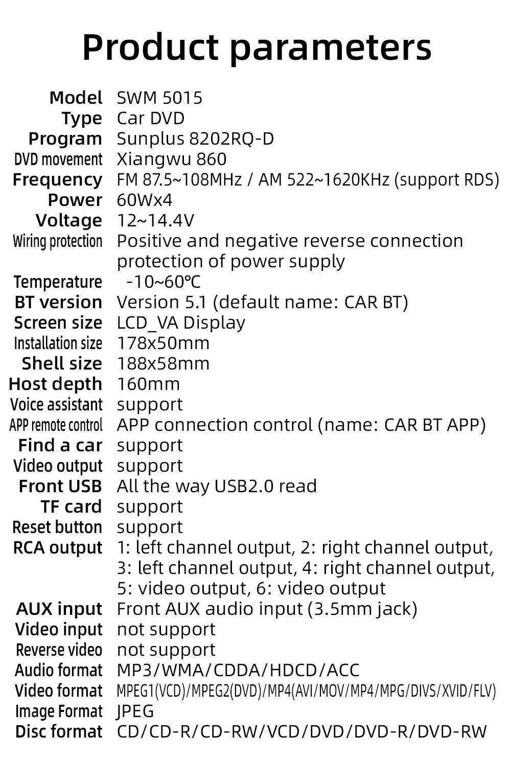 Bluetooth Car Stereo Radio LCD VA Display Screen Auto DVD MP3 Player