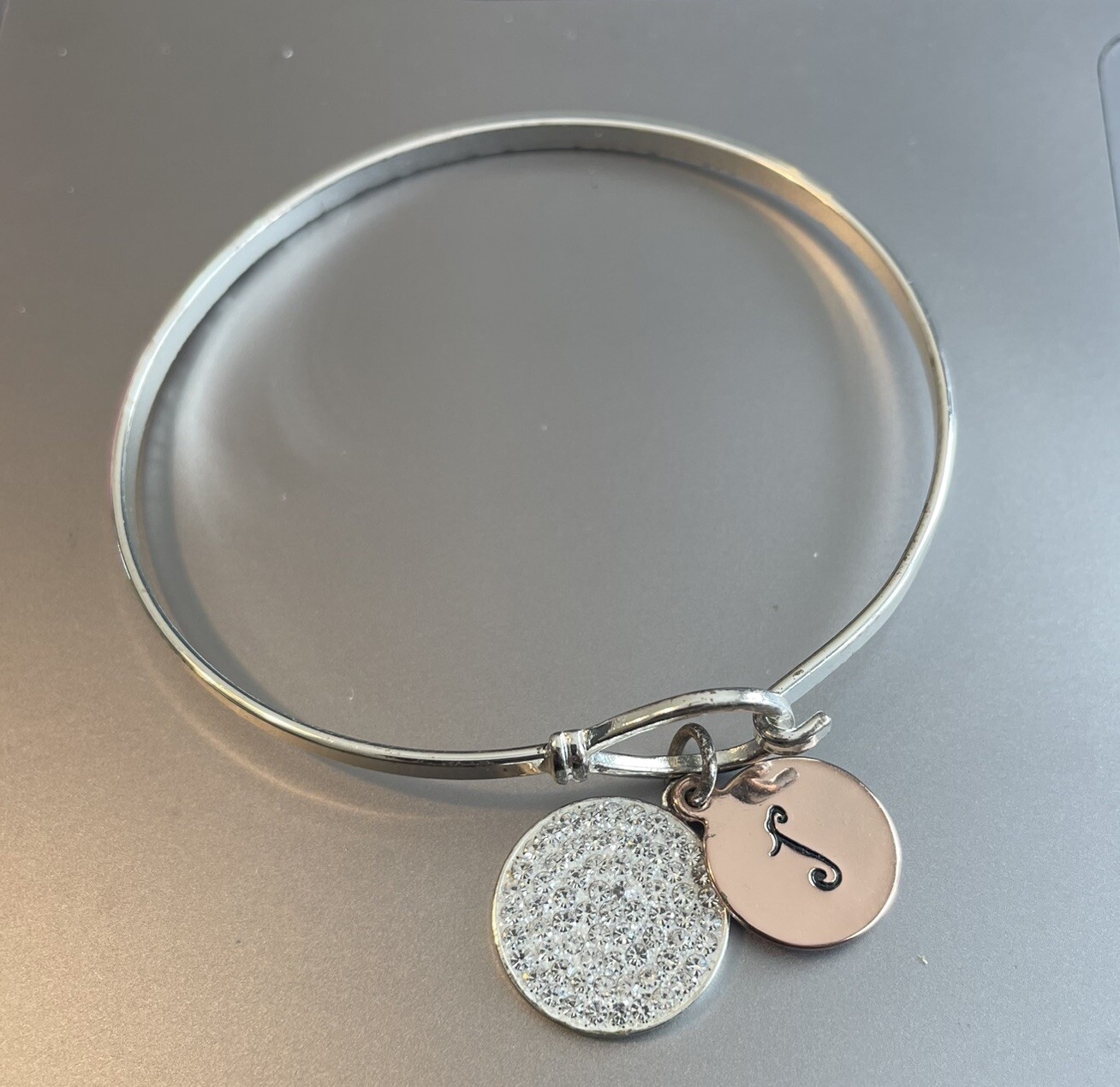 LA Charm Cuff Initial monogram J Bangle Bracelet … - image 1