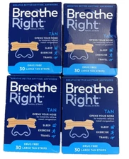 120 ORIGINAL BREATHE RIGHT NASAL STRIPS, LARGE TAN ( 4 x 30 CT Boxes ) EXP 2028