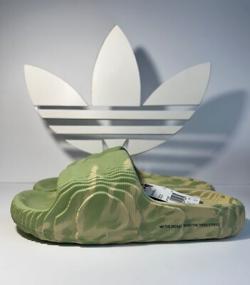 Adidas Adilette 22 Slides Magic Lime & Desert Sand GY1597 Mens Sz 11 NWOB