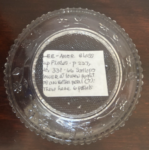 ANTIQUE SANDWICH GLASS CUP PLATES VARIOUS PATTERNS 3.5 INCHES- 8 TOTAL - Picture 6 of 10