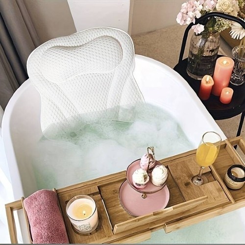 Ergonomic Bathtub Pillow Spa Cushion with 4D Air Mesh For Head Neck Back Support - Picture 3 of 9