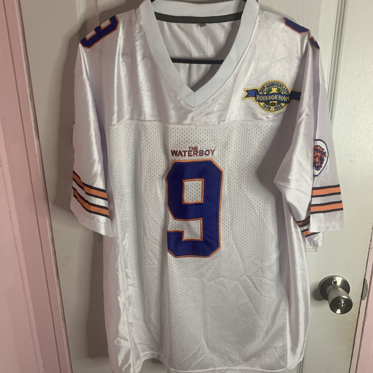 The Waterboy Bobby Boucher #9 Football Jersey Adam Sandler White Men's  -LARGE