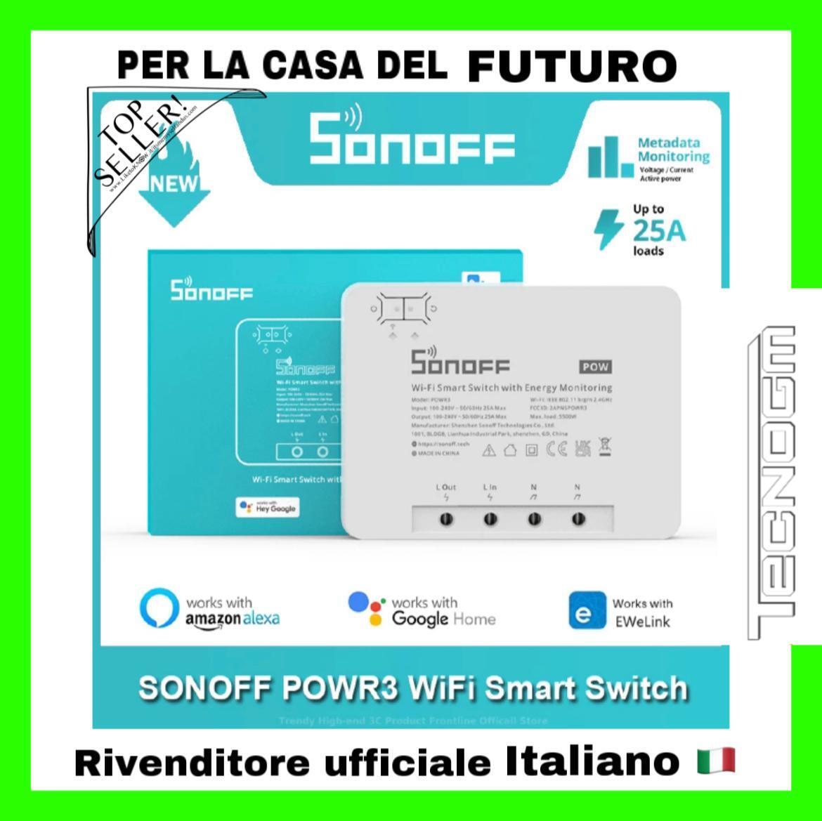 SONOFF interruttore POWR3 WiFi Smart Switch contatore energia monofase ALEXA 