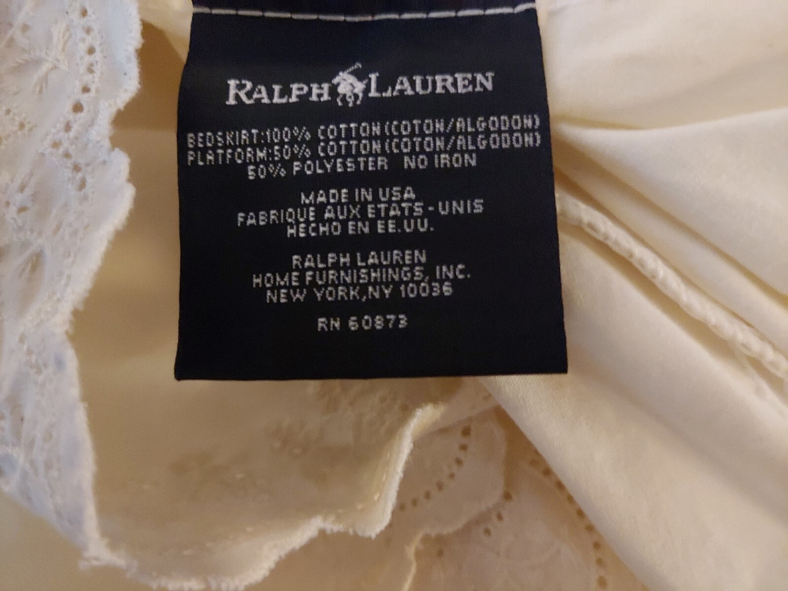 Vintage Ralph Lauren Bromley Ruffled Twin Dust Ruffle Bed Skirt EC