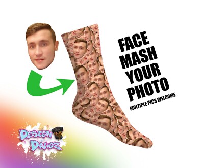 Face Mash personalisierte Fotosocken Weihnachten Wichtelgeschenk Papa Mama Katzen Hunde