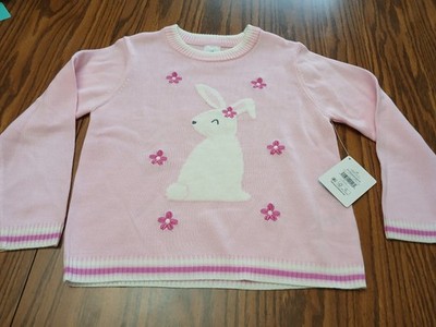  Toddler Girls Pink Easter Bunny Sweater 4t Lightweight  Crewneck New