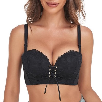 Womens Wirefree Add 2 Cup Lace Push Up Bra Comfortable Brassieres