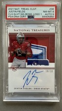 2021 National Treasures Collegiate Justin Fields Rookie Patch Auto RPA /10 PSA 8