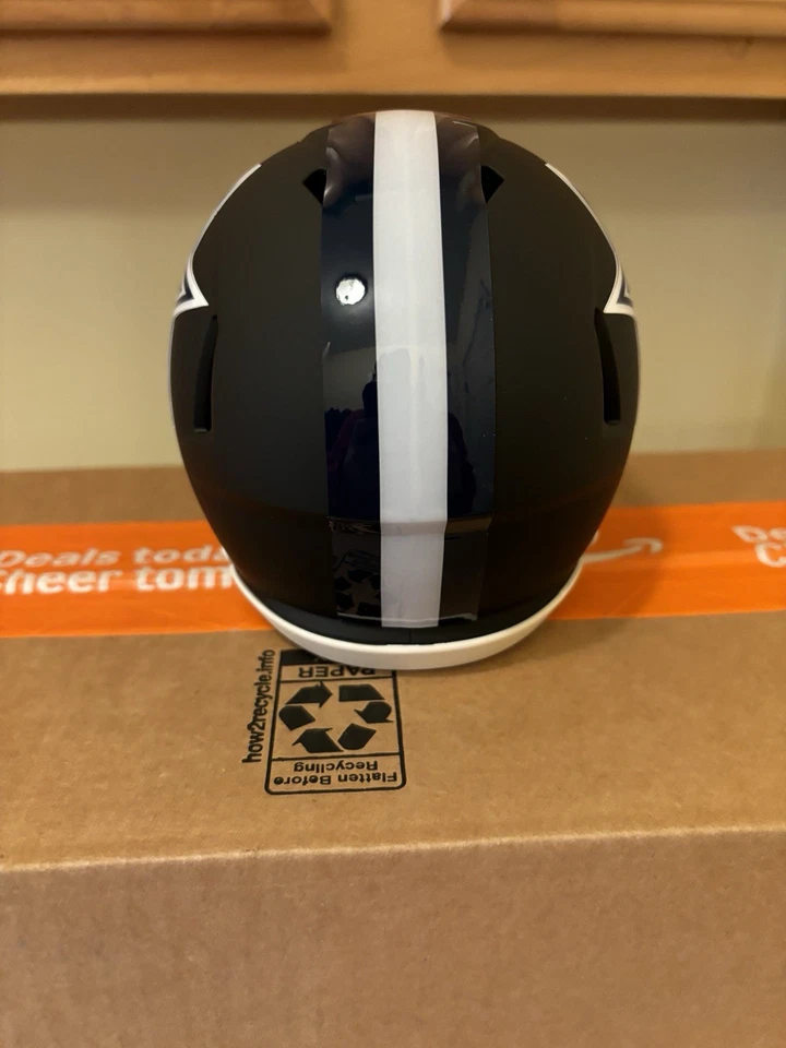 Dallas Cowboys Mini Casco de Fútbol Americano Personalizado Plano Negro Riddell Speed Foto 4 de 4