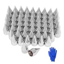 60Pcs Lug Nut Covers 33mm x 4 1/4" Spike Nut Covers ABS Chrome Plastic 60 PCS