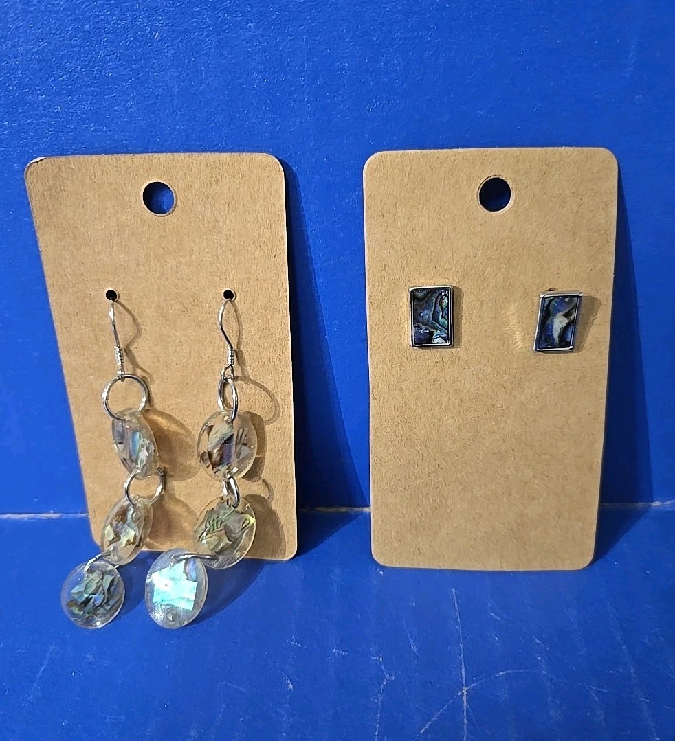 2 Pair Abalone Shell Gemstone handmade jewelry St… - image 1