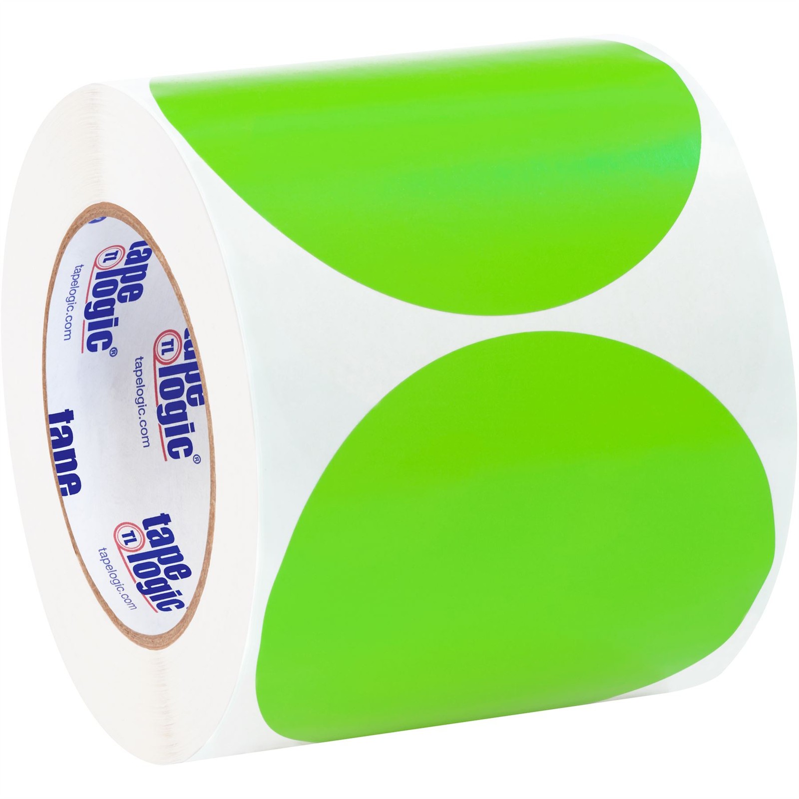 Fluorescent Green 4 Inch Tape Logic Inventory Circle Labels 500 per Roll