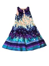 MAGGY LONDON Dress Size 12 Sleeveless Fit & Flare Blue Purple Floral
