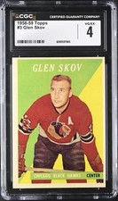 1958-59 Topps #3 Glen Skov Chicago Blackhawks - CGC 4 Ex/NM 