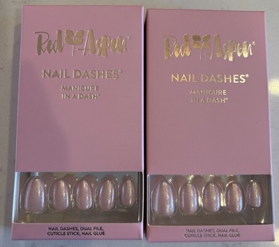 Red Aspen Nail Dashes Press-On Nails Glitter Me Pink, Paisley Short Almond (2)