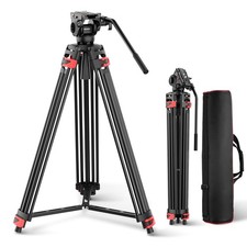 TP37 74" Video Tripod with Fluid Head,Camera Tripod with Smooth Friction Damping