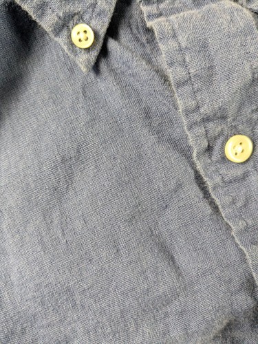 Camisa Ralph Lauren Hombre XL Azul Lino Abotonada Manga Corta Calce Clásico Informal - Imagen 13 de 20