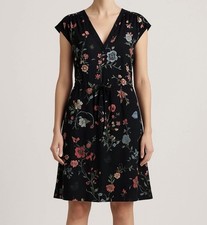 Rebecca Taylor Silk Floral Dress  Small 100% Silk  Black Multicolor  Straight B9