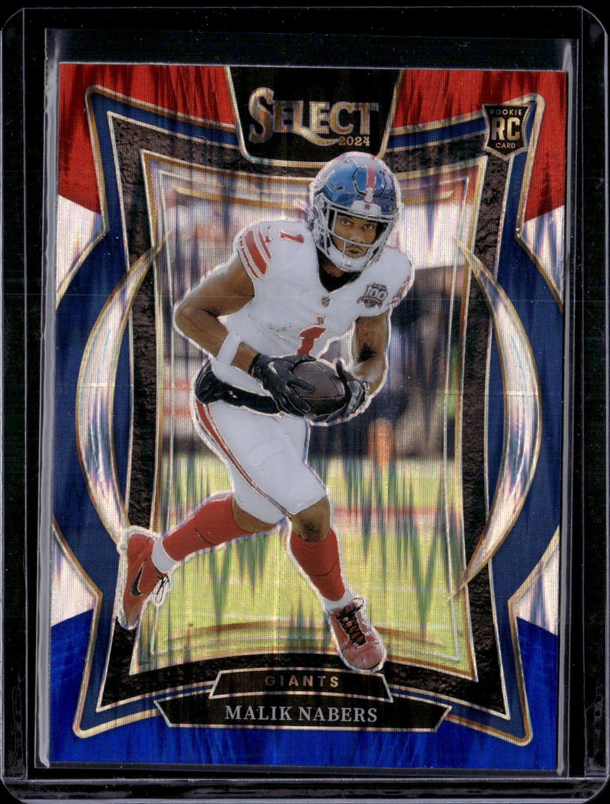 2024 Panini Select #29 Malik Nabers Red & Blue Prizm Shock