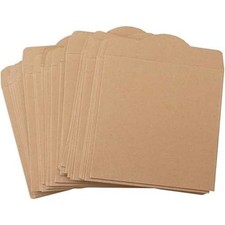 25 Brown Kraft Paper CD DVD Sleeves Square Cardboard Storage Envelopes Retro